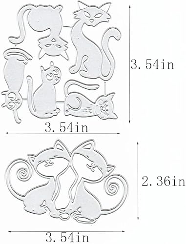 Miniatura 2 de Metal 7 piezas de dibujos animados de gatos troquelados troquelados troquelados de corte en relieve plantillas para hacer tarjetas decoración y