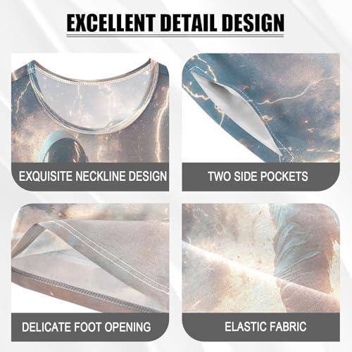 ALAZA Astronaut Space Galaxy Pajamas Set Short Sleeve Cotton Sleepwear Summer Pjs 2 Piece 5-14Y4