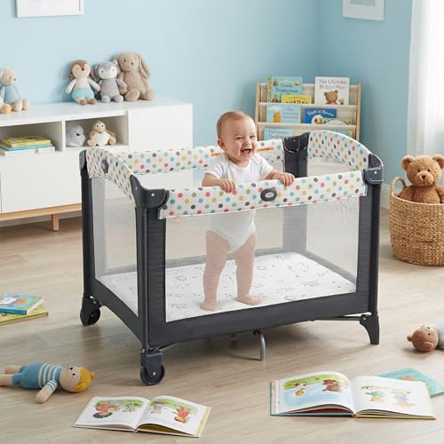 Image of Pack and Play Mattress 38 inch x 26 inch - Firm Support Foam and Comfort Premium Memory Foam Pack n Play Mattress Pad for Baby Toddler with Removable Breathable Cover, Washable & Non-Slip