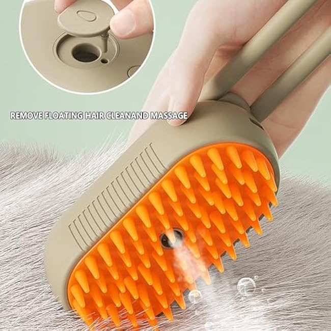 Pet Steam Groomer Brush, 3 in 1 Steam Cat Steam Brush for Shedding & Grooming, Multifunctional Hair Removal Comb for Cats Dogs (White)-q9D9Por9