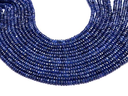 Perles saphir bleu véritable de prestige pour colliers de luxe - Rondelles en vrac 16" x2