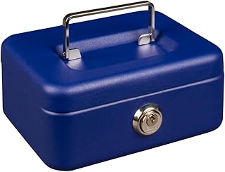 Burg-Wächter Geldkassette abschließbar mit Schlüssel und Hartgeldeinsatz, flach, Stahlblech, Universa CKS 167, Blau