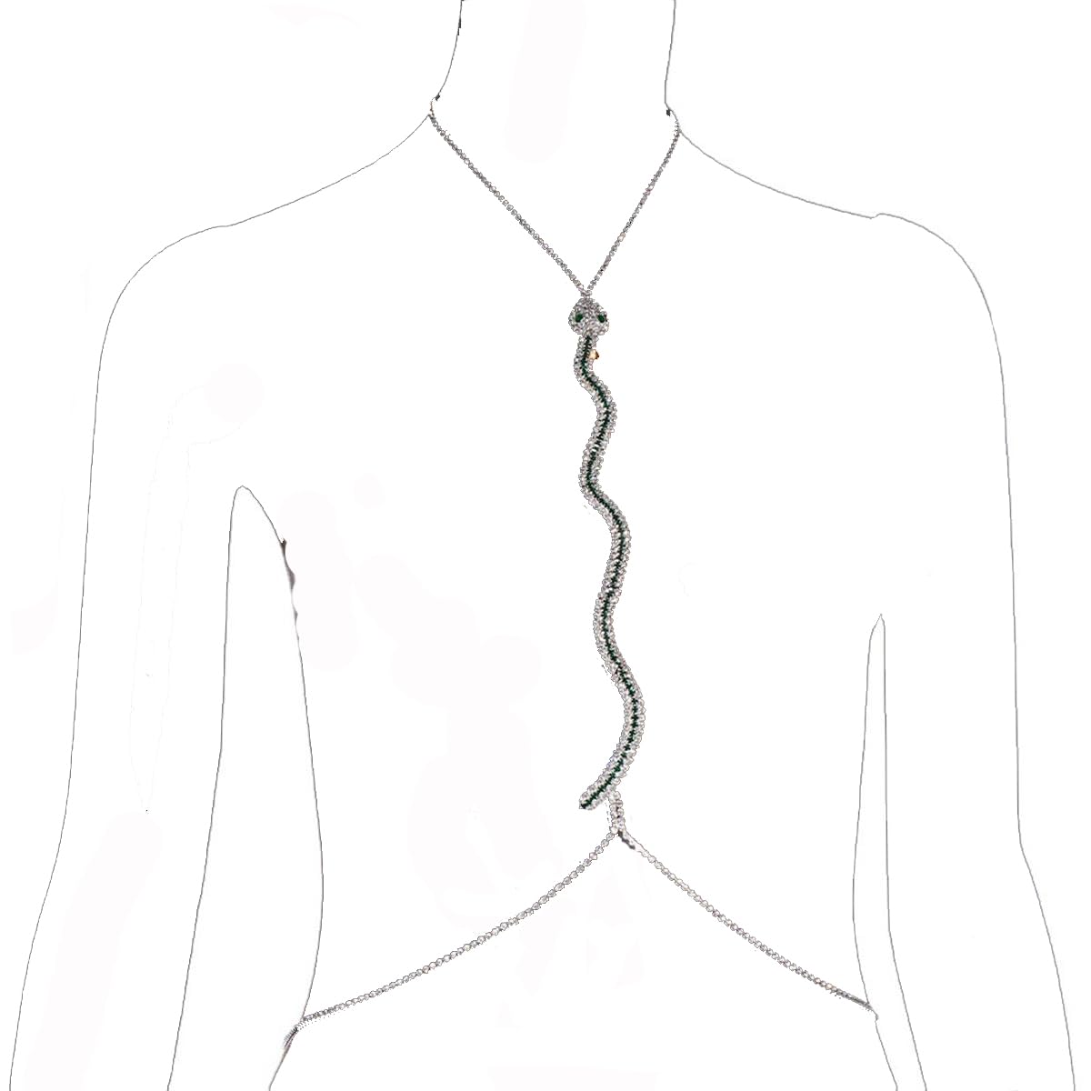 Rhinestone Snake shaped Chest Chain Body Chain Crystal Bikini Bra Chain Summer Beach Nightclub for Women (Gold)