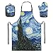 Coloranimal Star Night by Vincent Van Gogh Mitones de horno con soporte de púa, cocina básica antimanchas delantales para cocina, cocina, hornear, barbacoa, juego completo de 3 unidades