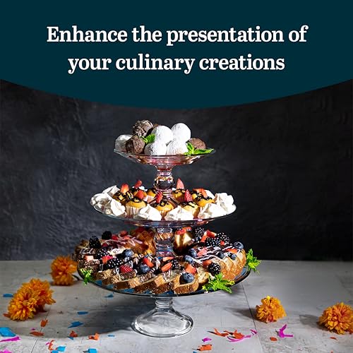 Libbey Selene 3 Tier Serving Stand Set, Elegant, Curvy Style Glass Dessert Stand, Dishwasher Safe 3 Tiered Dessert Stand for Fruit and Candy bowls by Libbey - Image 2