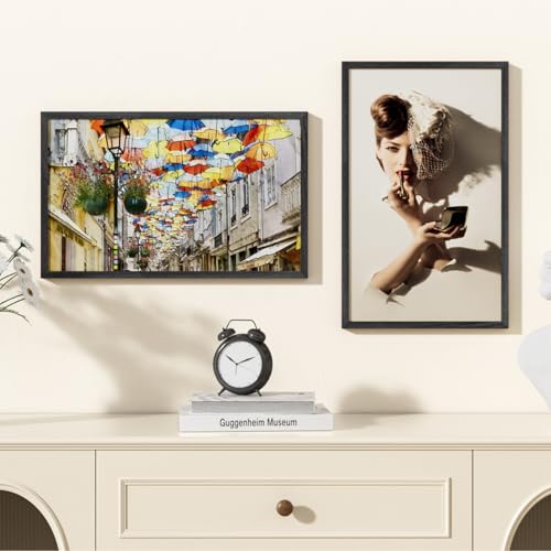 Image of 12x20 Picture Frame Oak Wood,12 inchx20 inchBlack Color Wooden Frames with Tempered Glass,20x12 inch Wall Gallery Poster Frame with No Mat,12 by 20 Frames Horizontal and Vertical for Wall Mounting