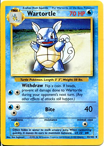 Pokemon Base Set Uncommon Card #42/102 Wartortle