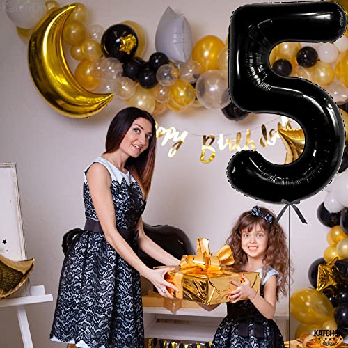 Image of KatchOn Black Number 5 Balloon Foil 40 Inch, 5 Birthday Decorations