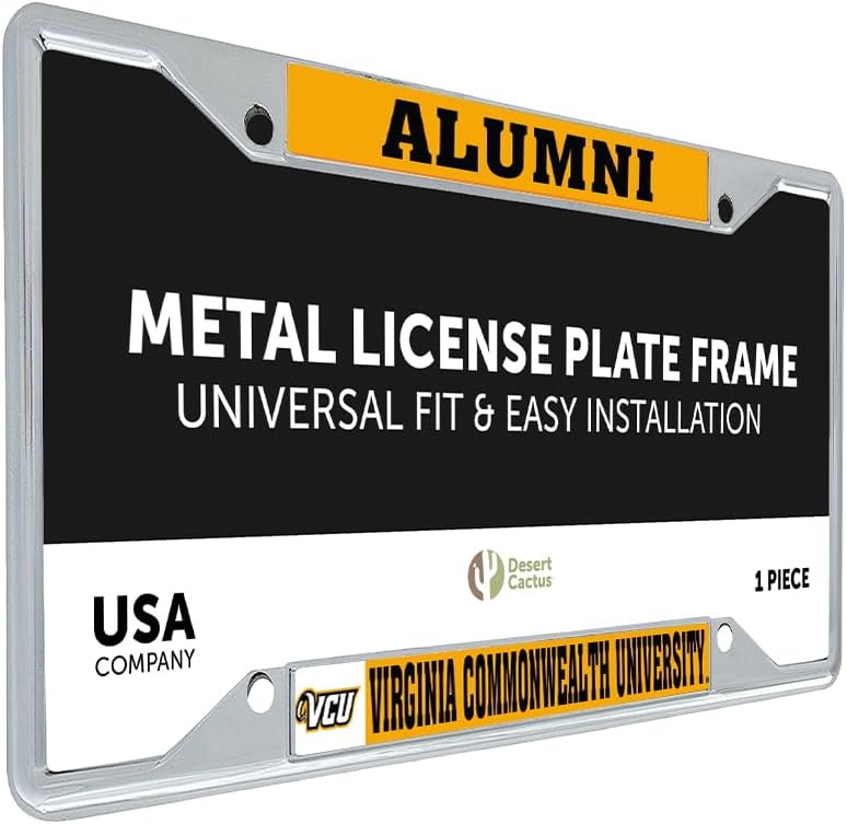 Virginia Commonwealth University Car Accessories Rams Metal License Plate Frame and Tag Holder for Front or Rear of Car (Alumni)