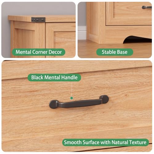 Image of Dresser for Bedroom with 6 Drawers, 54 inch Wide Wood Chest of Drawers with Deep Drawers & Mental Handle, Modern Dresser TV Stand, Wooden Closet Storage Organizer for Living Room, Hallway, Entryway, Oak