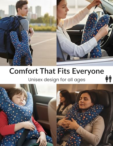 Image of X Shape Travel Pillow - Neck & Head Support Cushion for Airplane, Car, Train & Office - Comfortable Travel Neck Pillow for Sleeping - Compact Portable Neck Pillow for Adults & Kids