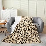 Homemissing Manta de franela de forro polar de leopardo marrón, 127 x 152 cm, para niños y niñas, decoración de dormitorio, safari, manta sherpa de felpa con estampado animal