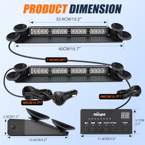 Image of Nilight 32LED Green White Dash Strobe Light w /Controller Windshield