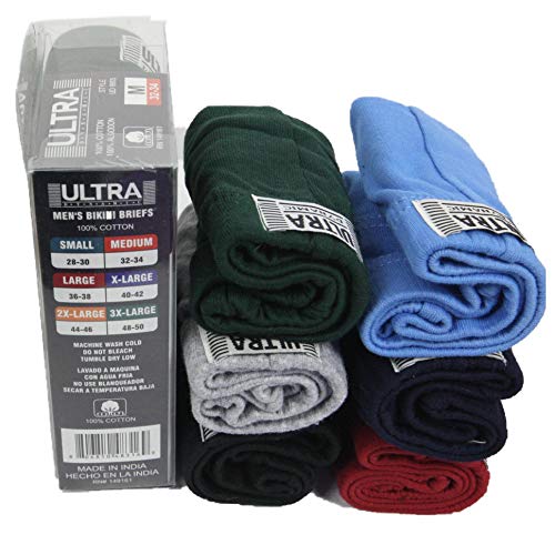 3 & 6 Pack Ultra Dynamic Mens Bikini Briefs Boxer Underwear Solid Cotton S-3XL3