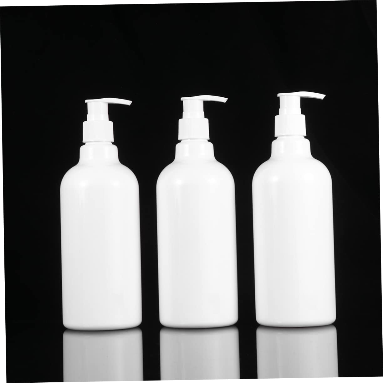 WOONEKY Dispenser Pratico da 500ml Pompa Bianca Set 4 Bottiglie Ricaricabili in Pet e Pp per Oli Essenziali e Gel Doccia per Uso DIY