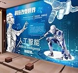 Tzxztt Intelligente Technik Wissenschaft Museum Erlebniszentrum Mond 3D Tapete Hochwertige Strukturierte Seide Neutrale Material Ideal Für Wohnzimmer Schlafzimmer-250cm×170cm