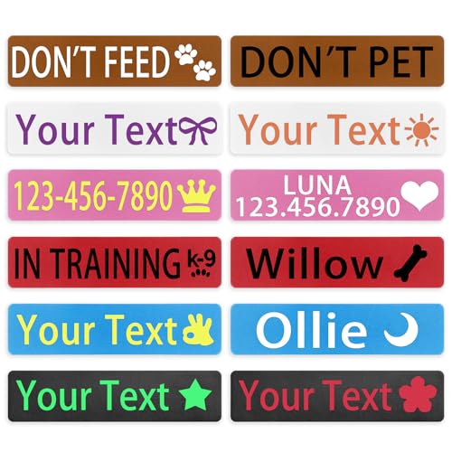 Personalized Dog Harness Patches for Vest Harness 2 Pcs Custom Removable Dog Vest Harness Name Patches Waterproof Service Dog in Training Emotional Support with Hook Fastener or Iron On (With Pattern)