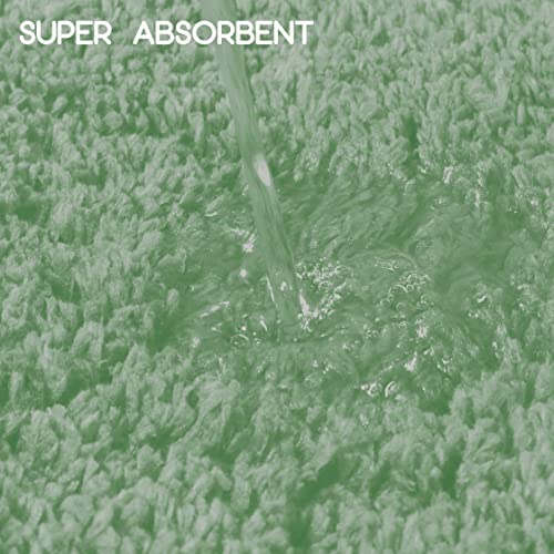 Yihouse Thick Microfiber Bathroom Rug Soft Bath Mat For Bathroom Machine Washable Non Slip Absorbent Shower Carpet Rug 24" X 36" Light Green #TOP3