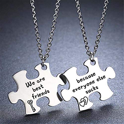Mjartoria Best Friend Necklaces, Friendship Necklace Puzzle Piece Necklaces Set Gifts For Women Teens Bff Necklace For 2 (We Are Best Friend Because Everyone Else ...) #TOP5