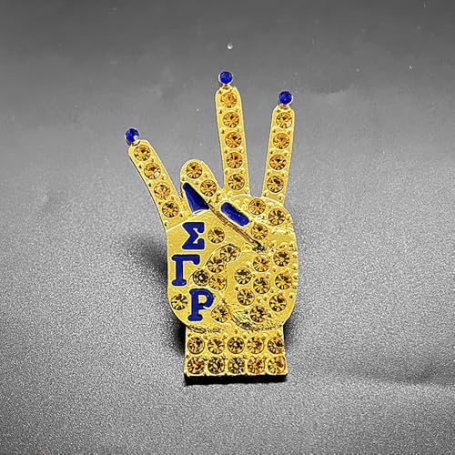 Image of Stunning SGR Sorority Brooch For Members And Events Jewelry SIGMA GAMMA R Greek Letter Rhinestone Metal Golden Gesture Brooch Pin