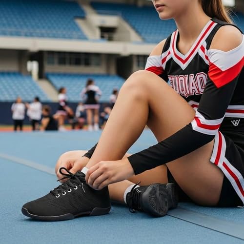 Image of Girls White Cheerleading Shoes Lightweight Competition Tennis Shoes Women Hip Hop Gymnastics Dance Sneakers