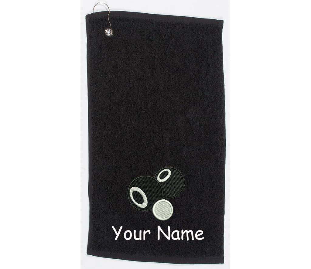 Personalised Lawn Bowls Towel β Embroidery and Clip 100% Ringspun Cotton Lawn Bowls Accessories - Lawn Bowls Gift - Christmas Lawn Bowls Gift, Green (Black)