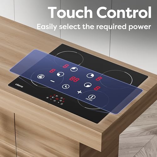 CDV 6000W Built-in Induction Cooktop 4 Burners, 24 Inch Electric Cooktop Touch Control Ceramic Glass Plate 9 Power Levels Fast Heating Child Safety Lock - Image 5