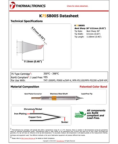 Image of Thermaltronics K75SB005 Bent Sharp 30deg 0.51mm (0.02in)