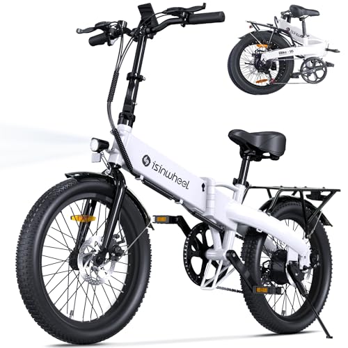isinwheel U5 Electric Bike Adult 500W with Bicycle Lock Chain, 20" Folding Bikes, 20MPH Max Range 45+ Mile, 48V Removable Battery, Weighs Only 48. 5lbs, Suitable for Leisure Riding&Commuting (White)
