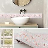AbaBoorty Pink Flower Pattern Wallpaper Border Trim 196'X4.1' Self Adhesive Wall Border Sticker Decor Bedroom Living Room Walls Peel and Stick Border Trim for Children's Room Walls Pink Wall Border