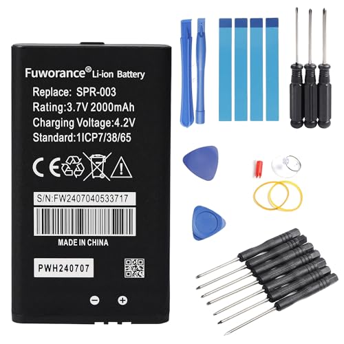 Fuworance 2000mAh 3.7V Batería compatible con Nintendo 3DS XL, Nueva 3DS XL, 3DS LL Compatible con Switch SPR 003 Consola de juegos Batería de Li ION de repuesto con herramientas de reparación