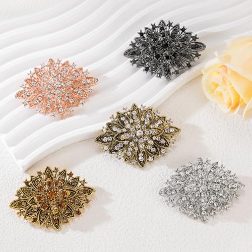Image of Vintage Art Deco Crystal Rhinestone Brooch Pin for Women