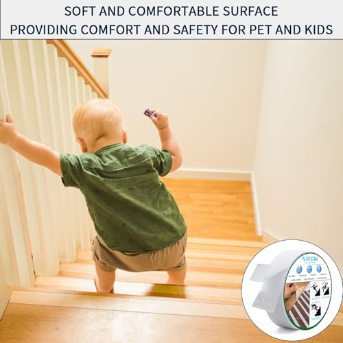 Image of Clear Anti Slip Tape for Stairs & Bathtubs, 2 inch x35FT Non-Skid Transparent Grip Tape - Soft PVC Safety Traction for Bare Feet, Pool Decks, Boats, Shower Floors
