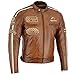 Produktbild BOSmoto Herren Retro Biker Lederjacke Motorrad Jacke Race Streifen Rockerjacke Chopper, XXL