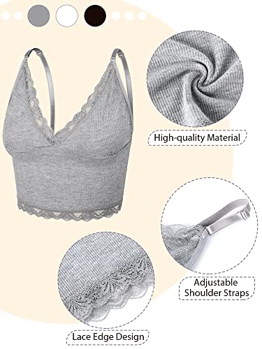 4 Pcs Women's Sleeveless Cami Crop Top Camisole Lace Trim V Neck Spaghetti Strap Tank Tops for Women Girl Ribbed Rave Clothes3