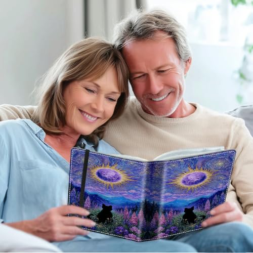 Image of Photo Album 4x6 120 Photos with Strong Elastic Band, Moonlit Cat
