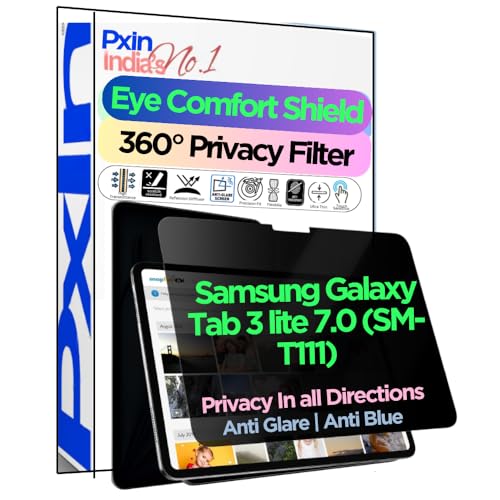 Image of PxIn Tablet Privacy Screen Guard compatible with Samsung Galaxy Tab 3 lite 7.0 (SM-T111) | No.1 | Anti Glare | Anti Blue Light | Anti UV | 4 Way Privacy Filter | 360 Privacy | Eye Protect