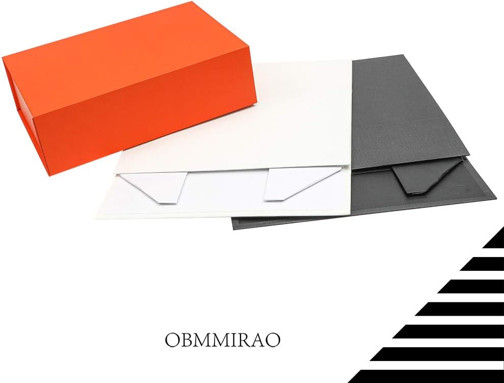 Upgrade 5PCS 13x9x4 Inch Orange Hard Large Gift Box with Lid, Foldable Magnetic Gift Boxes,Groomsman Box bridesmaid proposal box, Reusable Gift Boxes for Clothes