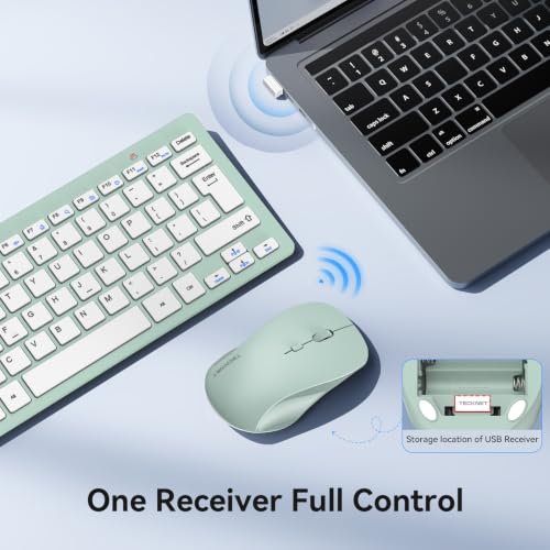 Image of TECKNET Wireless Keyboard and Mouse Combo, Mini Cordless Computer Keyboard and Mouse Set 2.4GHz, Silent Adjustable 1600 DPI, Quiet Click, Lag-Free for Computer, Laptop, PC, Windows, Mac, Chrome OS