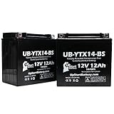 2 Pack - YTX14-BS Battery Replacement (12Ah, 12v, Sealed) Factory Activated, Maintenance Free Battery Compatible with - 2006 Yamaha Apex, 2008 Yamaha Apex, 2011 Yamaha Apex, 2007 Yamaha Apex