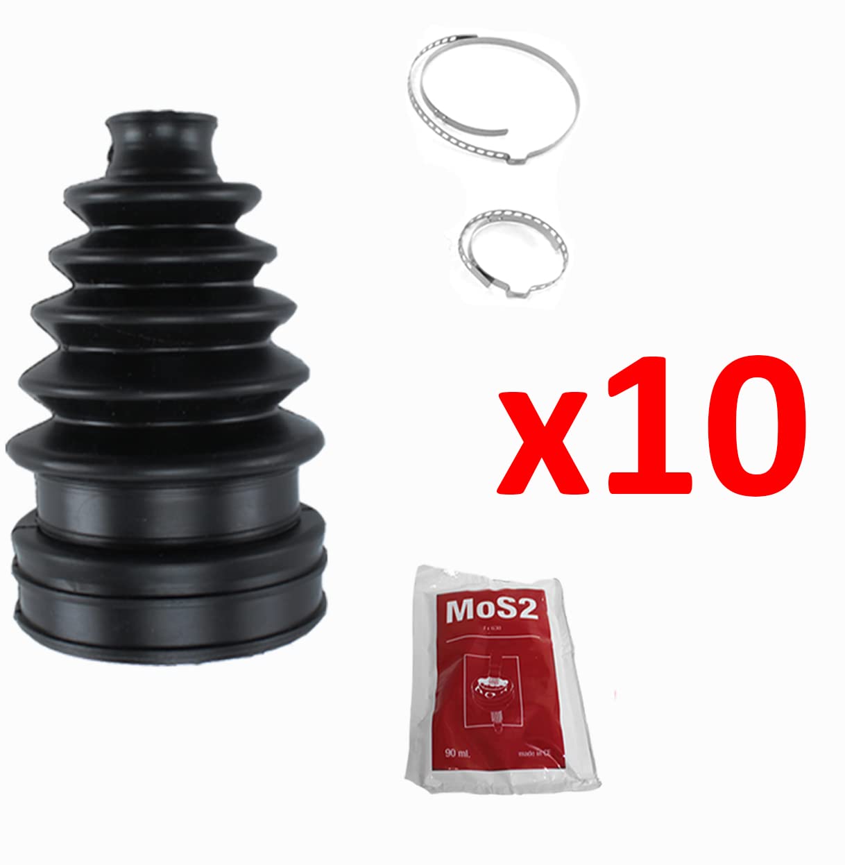 Partsline (Lot de 10) Soufflet de Cardan Universel avec Graisse et Collier compatible pour Tous Véhicules