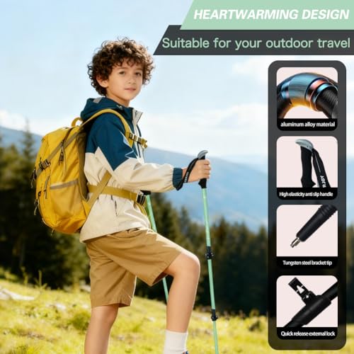 Hiking Trekking Poles for Kids, 2 Pack Anti Shock, Adjustable, Collapsible Hiking Poles for Trekking or Walking, Lightweight Aluminum Sticks - Image 4