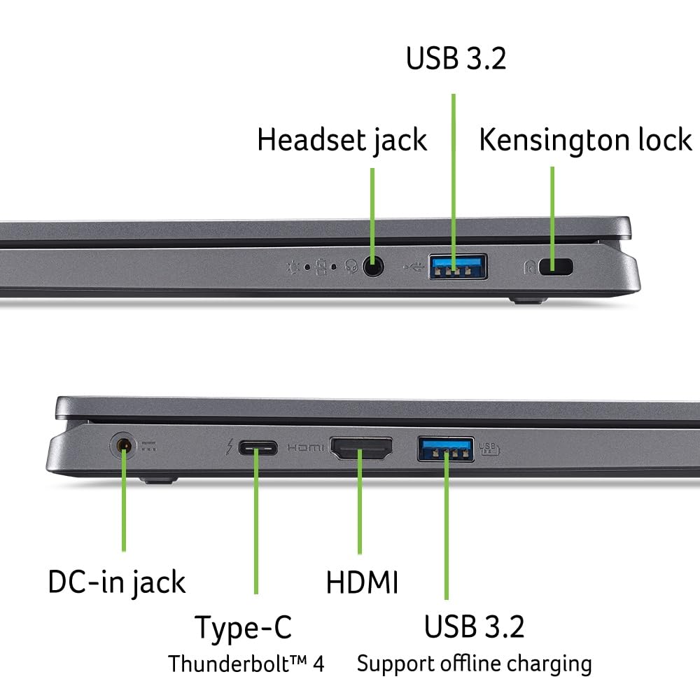 Acer Aspire 17 (A17-51M-51UJ) Computer portatile da 17" FHD IPS Display, Intel Core 5 120U, RAM 16 GB, SSD 512 GB, Intel Graphic, Windows 11, QWERTZ Keyboard Grigio