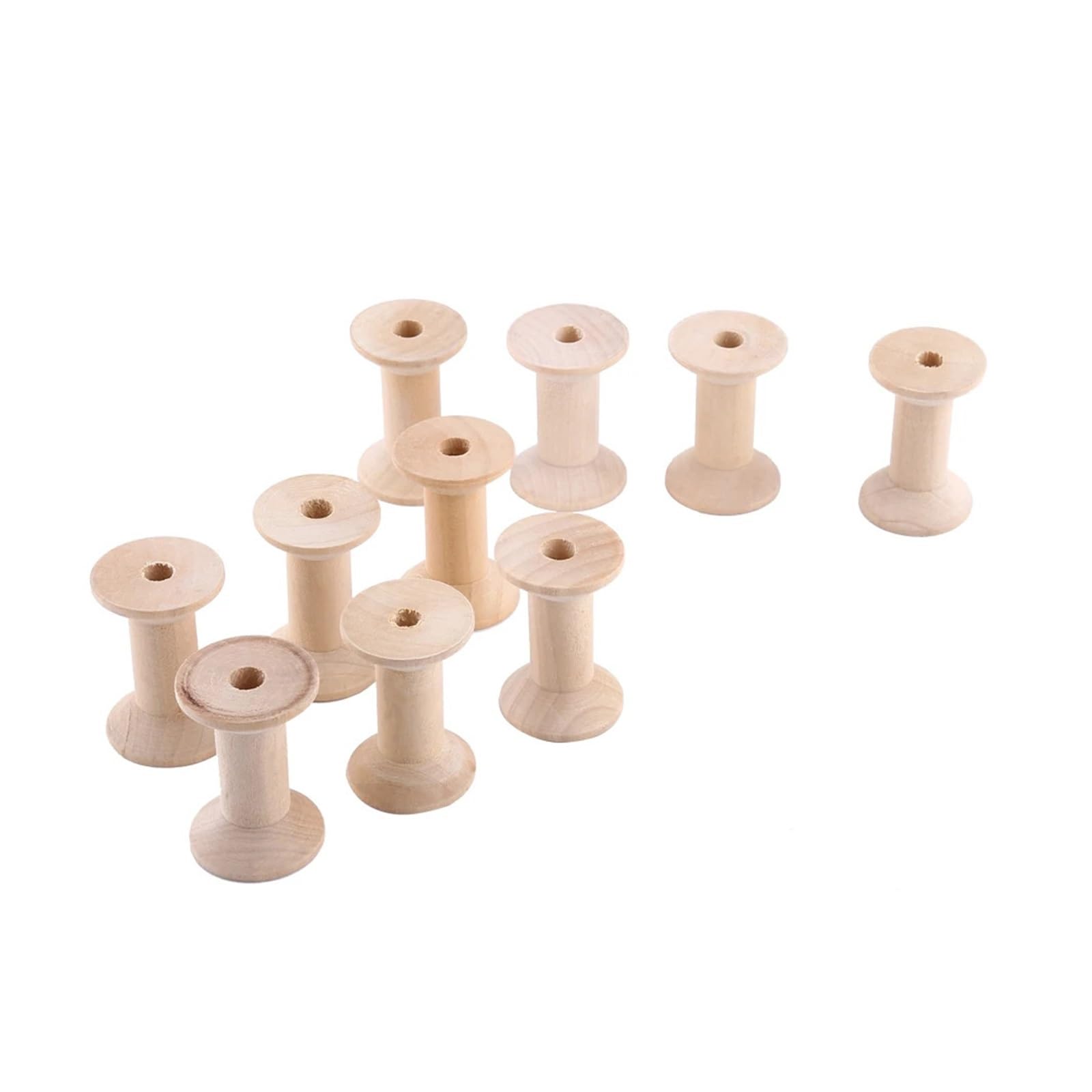 10 Uds. Carretes de hilo vacíos madera, Color Natural, bobinas alambre costura 47mm x 31mm