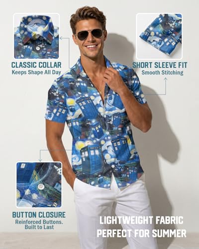 Image of 99TIMORO Fathers Movie Hawaiian Shirt for Men, Characters Button Down Short Sleeve Top, Summer Beach Gifts