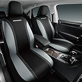 Skechers Memory Foam Seat Covers,Air- Cooled Mesh Thick Car Seat Covers,Leather Front Seat Covers,Airbag Compatible,Automotive Comfort Universal Fit for SUVs,Vans,Sedans,Cars,Trucks,Gray