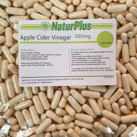 Apple Cider Vinegar Capsules 500mg - 365 Vegan Capsules - Premium Quality Supplement - Made in The UK by NaturPlus Cover