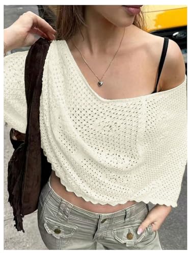 SHENHE Women's Knit Sheer Poncho Crochet Hollow Out Shrug Lightweight Sweater Pullover3