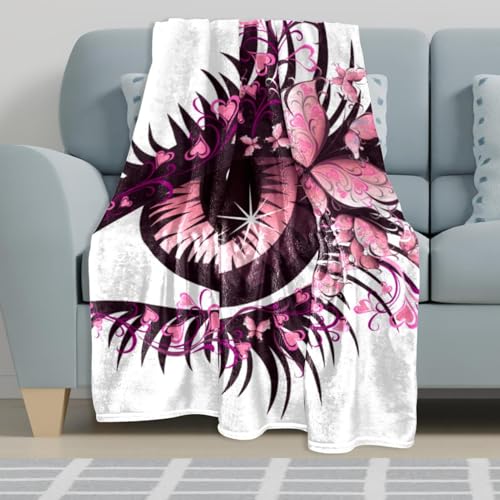 Couverture polaire oeil papillon 150x100cm pour lit et canapé