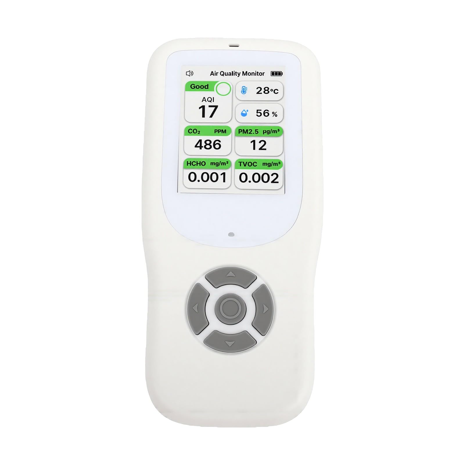 Monitor de Calidad del Aire, Detector Portátil para el Hogar | CO2 PM2.5 PM1.0 PM10 TVOC HCHO Temperatura Humedad, Sensor de Grado de Laboratorio con Alarma Dual, Batería de 2500 MAh